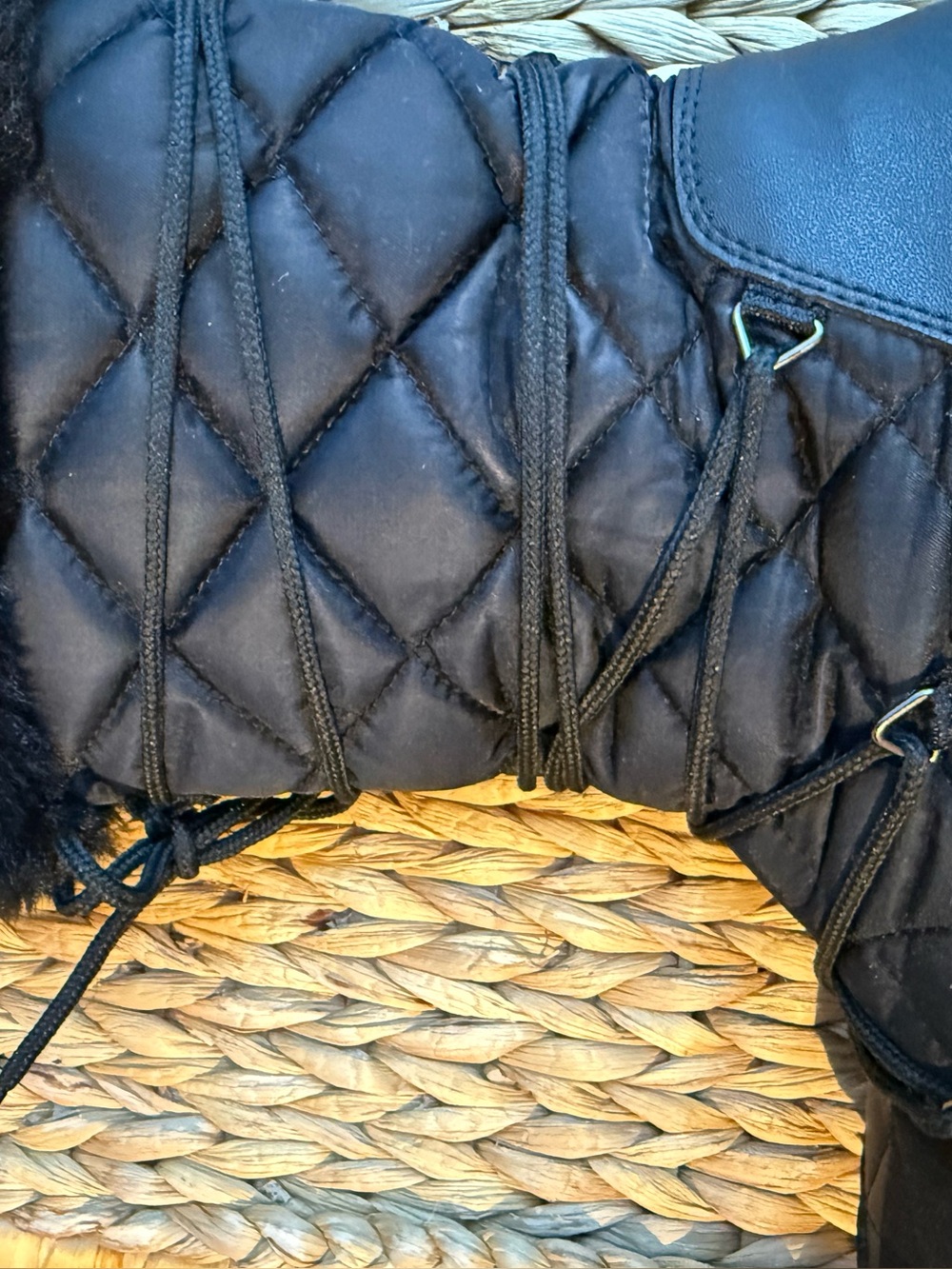 Cougar | Black Quilted Lace Up Winter Boots with Faux Fur Trim Style : Astral - Picture 8 of 15